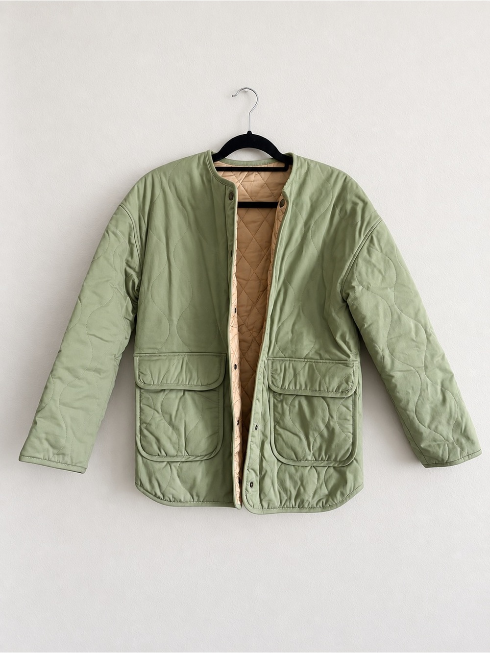 SEZANE Reversible Farel Jacket in Light Olive Green Size 34 Size 2 - Picture 7 of 14